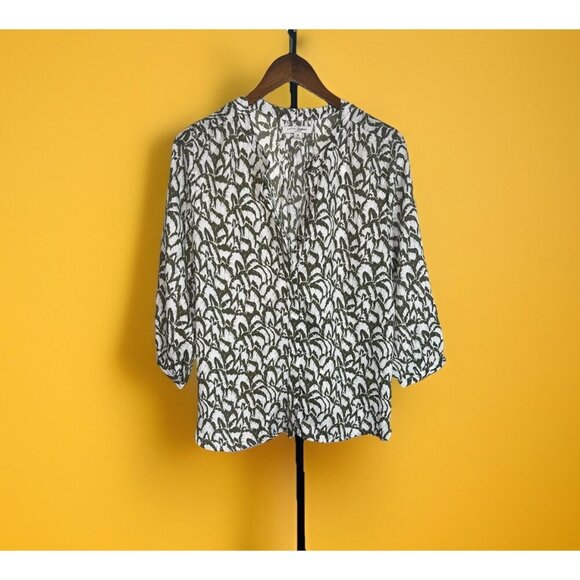 Jachs Girlfriend Shirt Women's M Green White Floral Button Up Blouse Boho - Picture 1 of 3